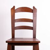 Set of 6 large Brutalist chairs in solid oak from the 1950s.