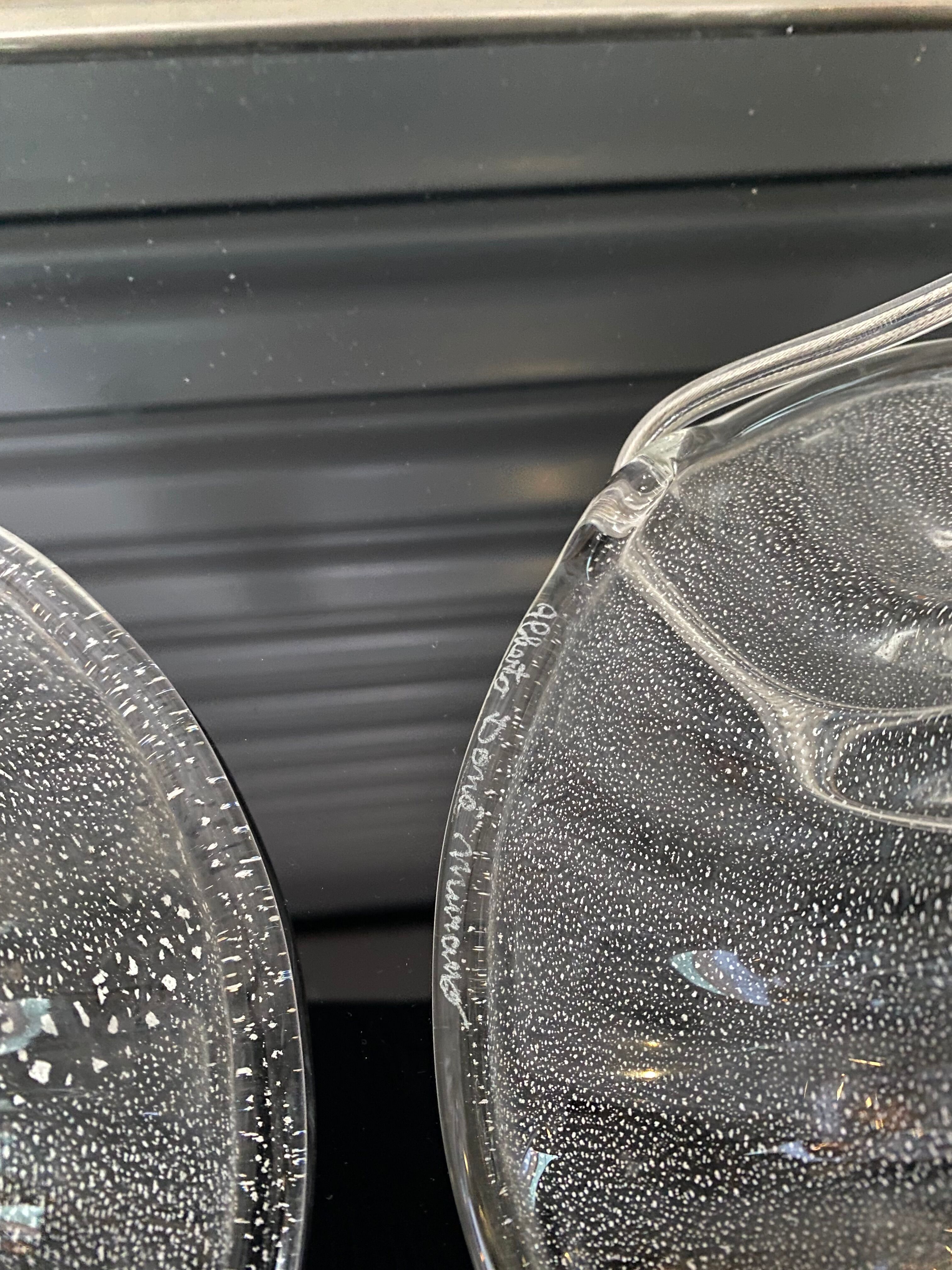 Pair of lamp legs in transparent Murano glass, Alberto Dona, 70s