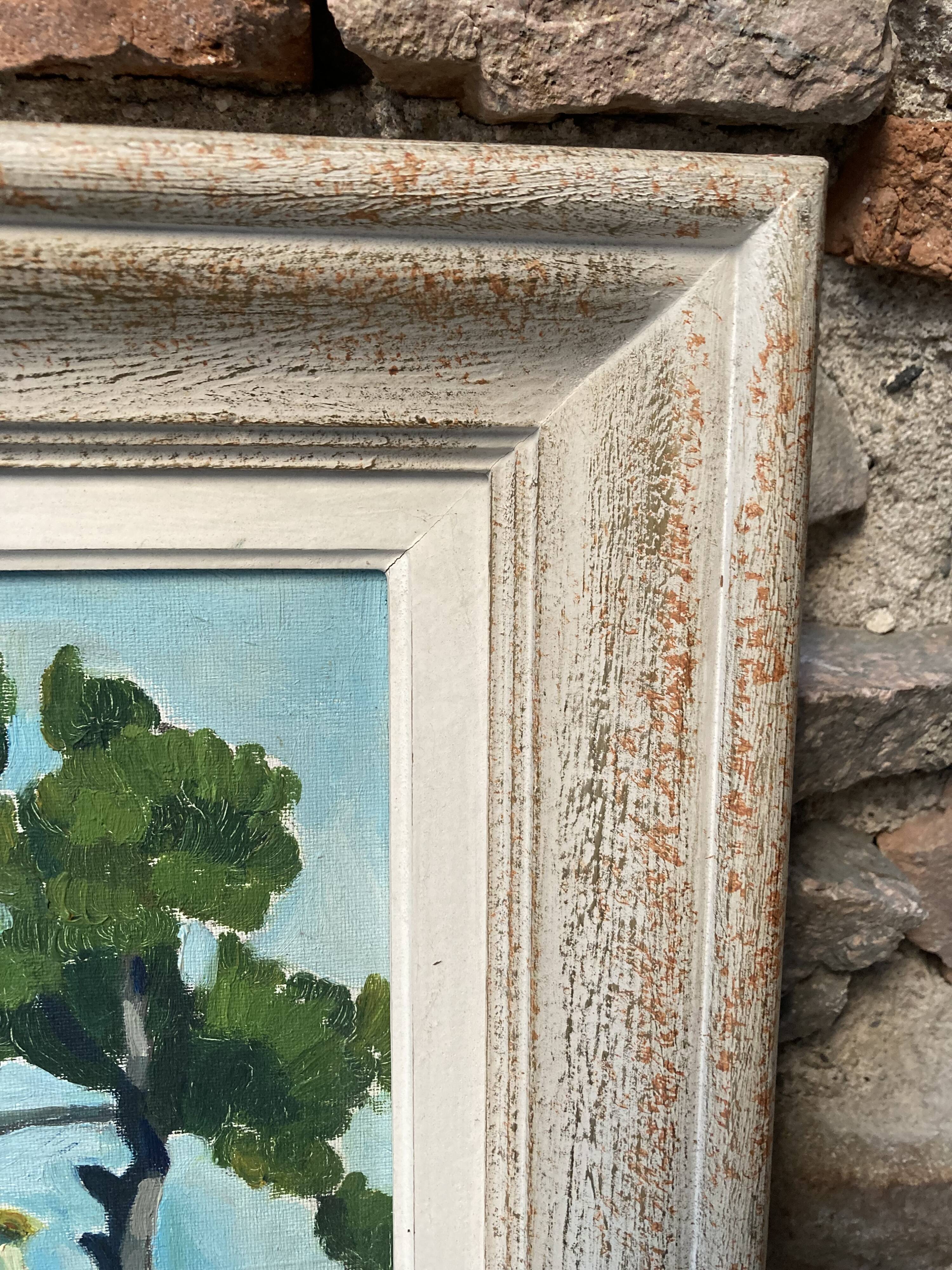 Framed oil on canvas "The Green House"