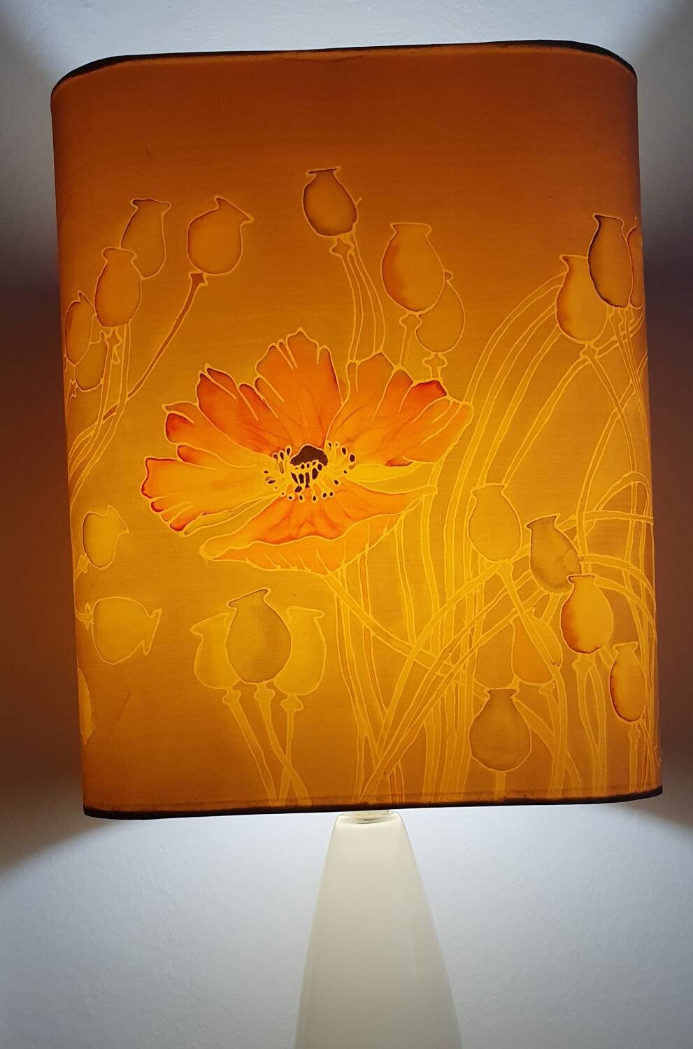 Vintage silk lampshade with floral pattern