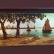 Marine painting, fixed on glass, signed P. Alix, art deco, old