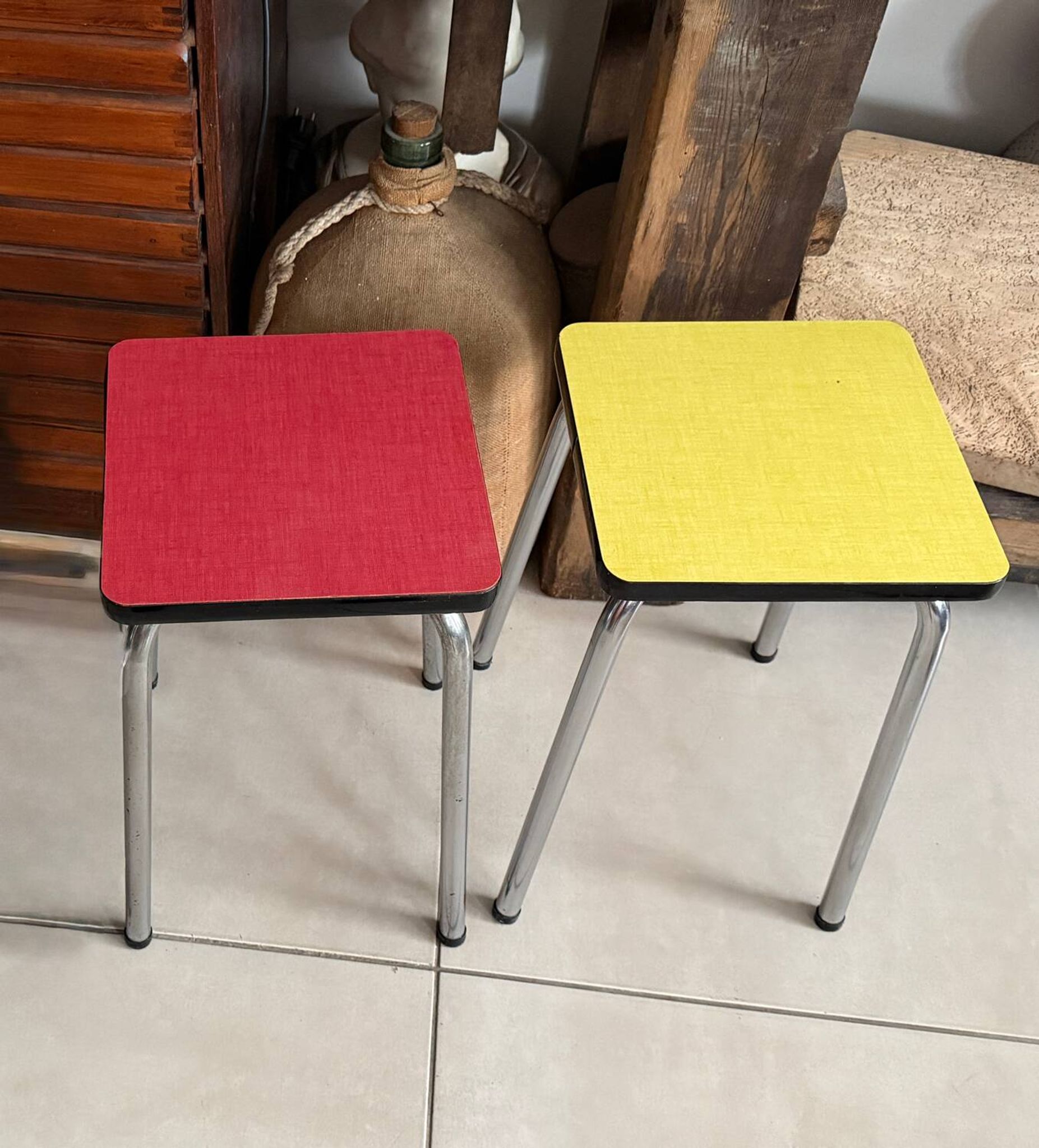 Set of 2 vintage Formica stools