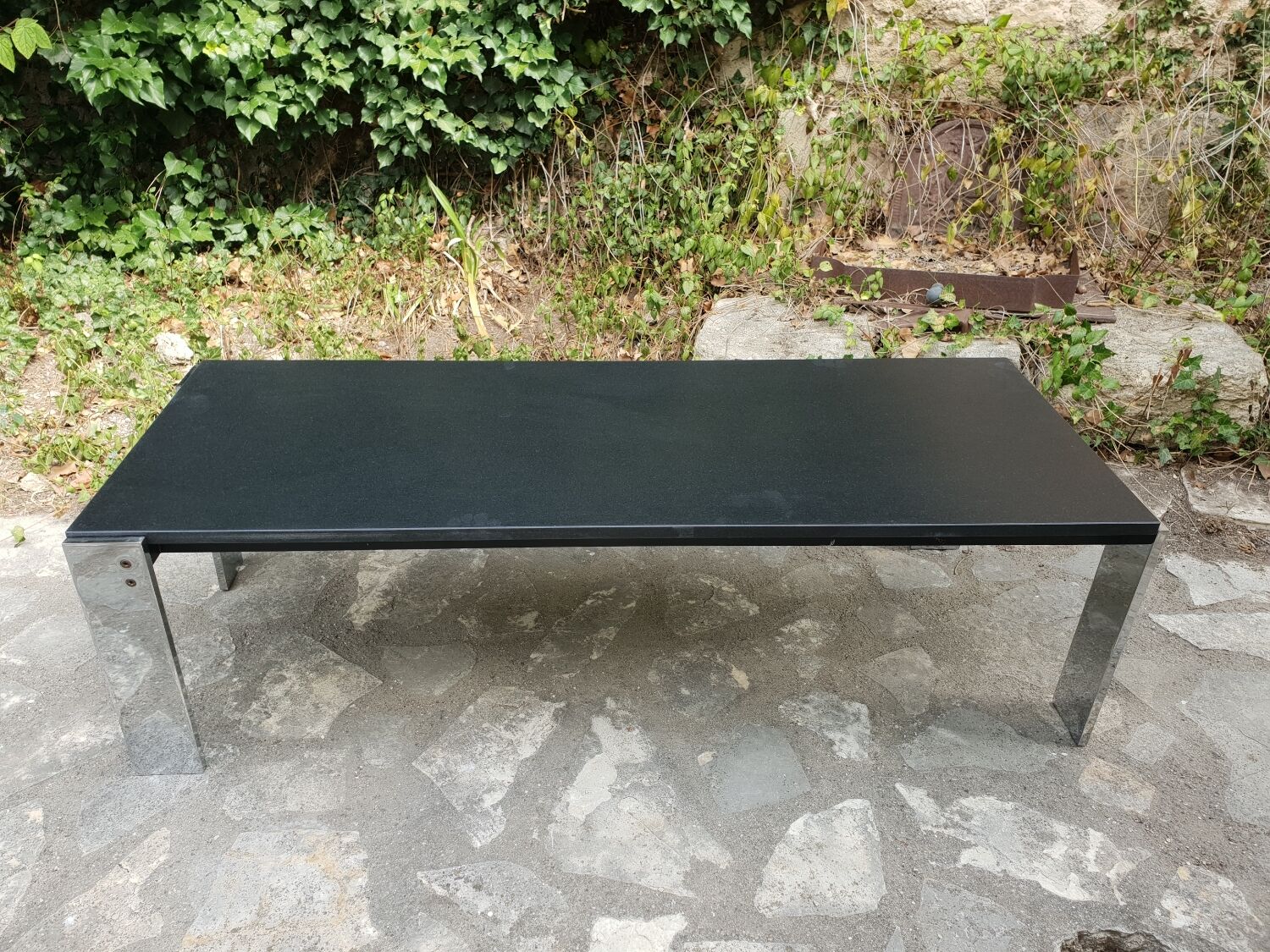 Chrome metal and marble coffee table 1970