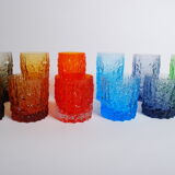 Set verre coloré 'textured bark' par Geoffrey Baxter 60's