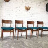 Scandinavian teak and duck blue chairs