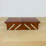 Walnut magnifying glass jewel box and mirrors