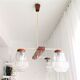 Vintage 60s rustic 4-light  wooden chandelier