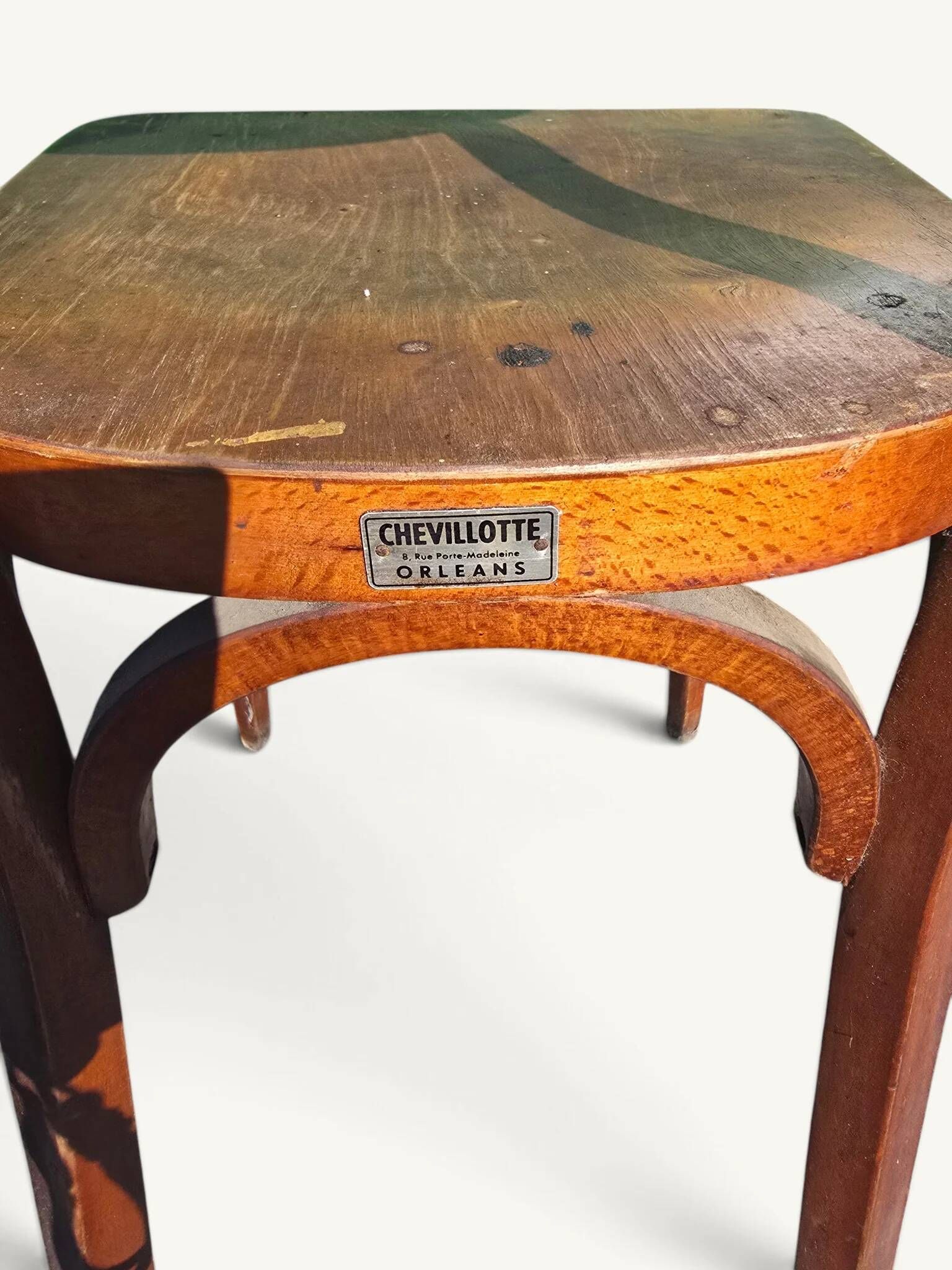 Chaise de billard ancienne Chevillotte en bois courbé