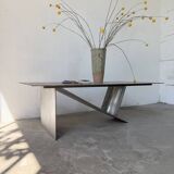 Handcrafted metal coffee table from the 1970s