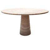Cream travertine round dining table