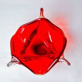 Sommerso red pocket tray by Seguso, frosted Murano glass, Italy, 1970