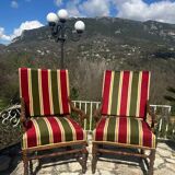 Pair of Louis XIII style walnut armchairs, 19th century