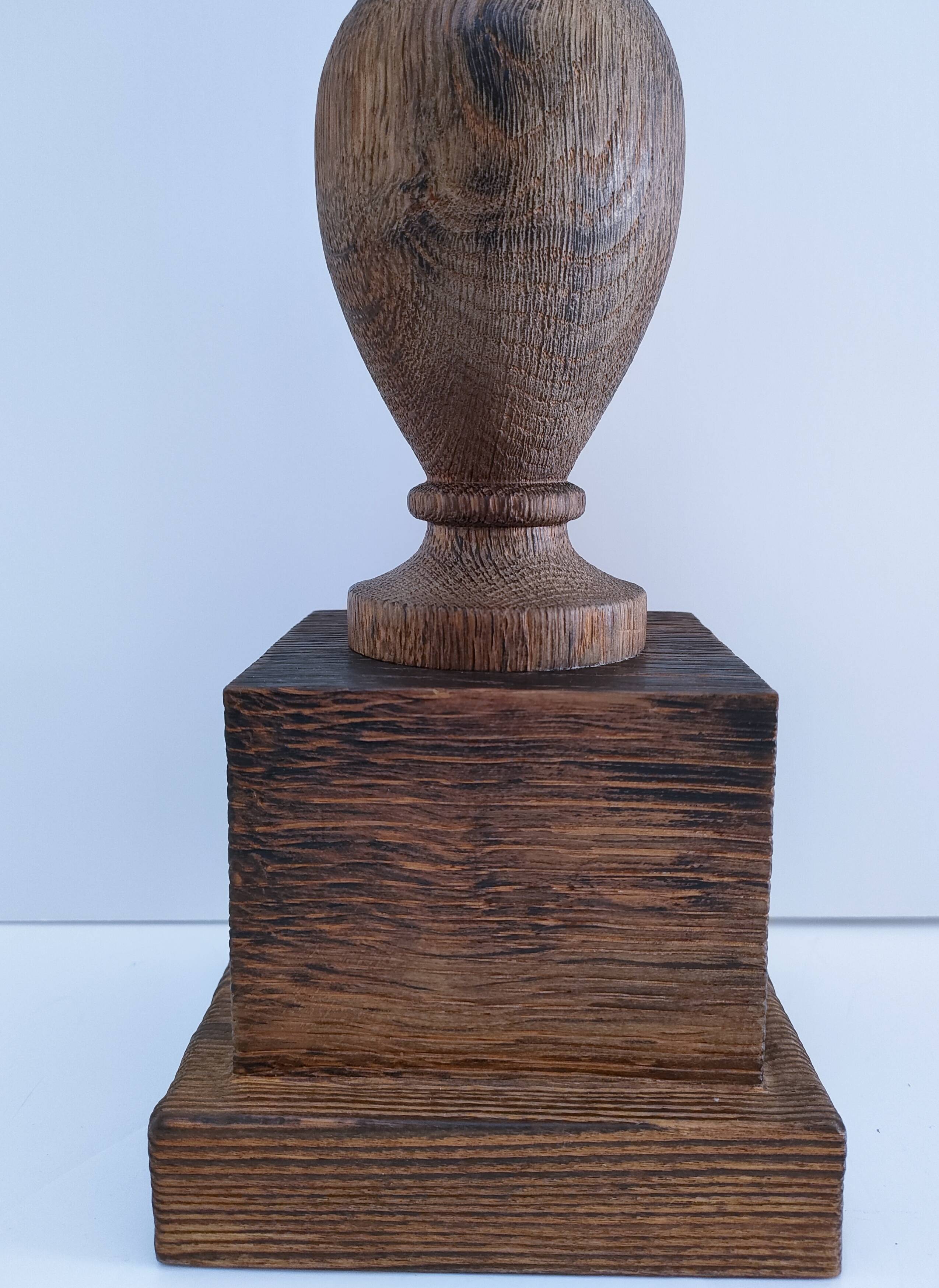 XL turned solid wood lamp base H.45.5 cm