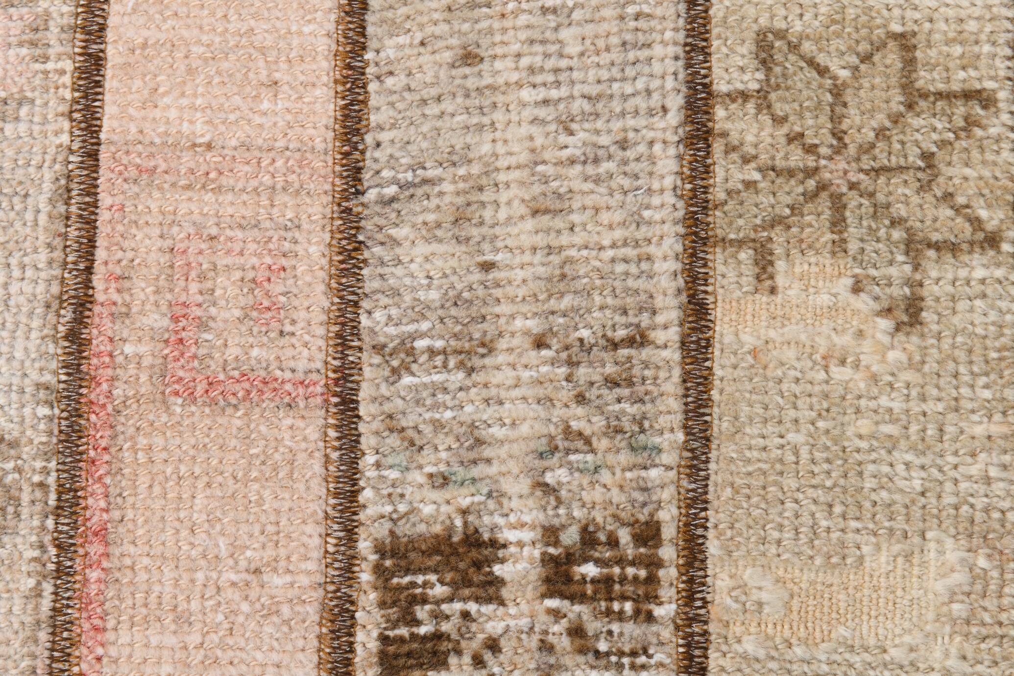 Pale Red Brown Hallway Vintage Runner Rug, 63x356Cm