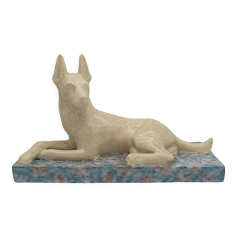 Cracked ceramic dog signed D' Argyl. Circa 1930