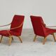 Pair of red armchairs 6953 by Jaroslav Smidek for Ton Bystrice Thonet 1960