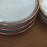 6 Pillivuyt pink and gold porcelain coffee cups