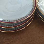 6 Pillivuyt pink and gold porcelain coffee cups
