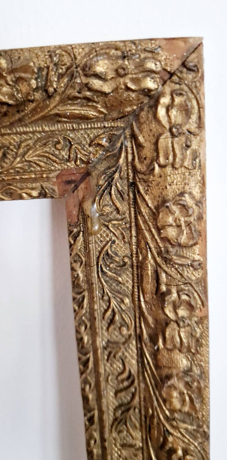 Italian-style frame in wood and gilded stucco, 19th century