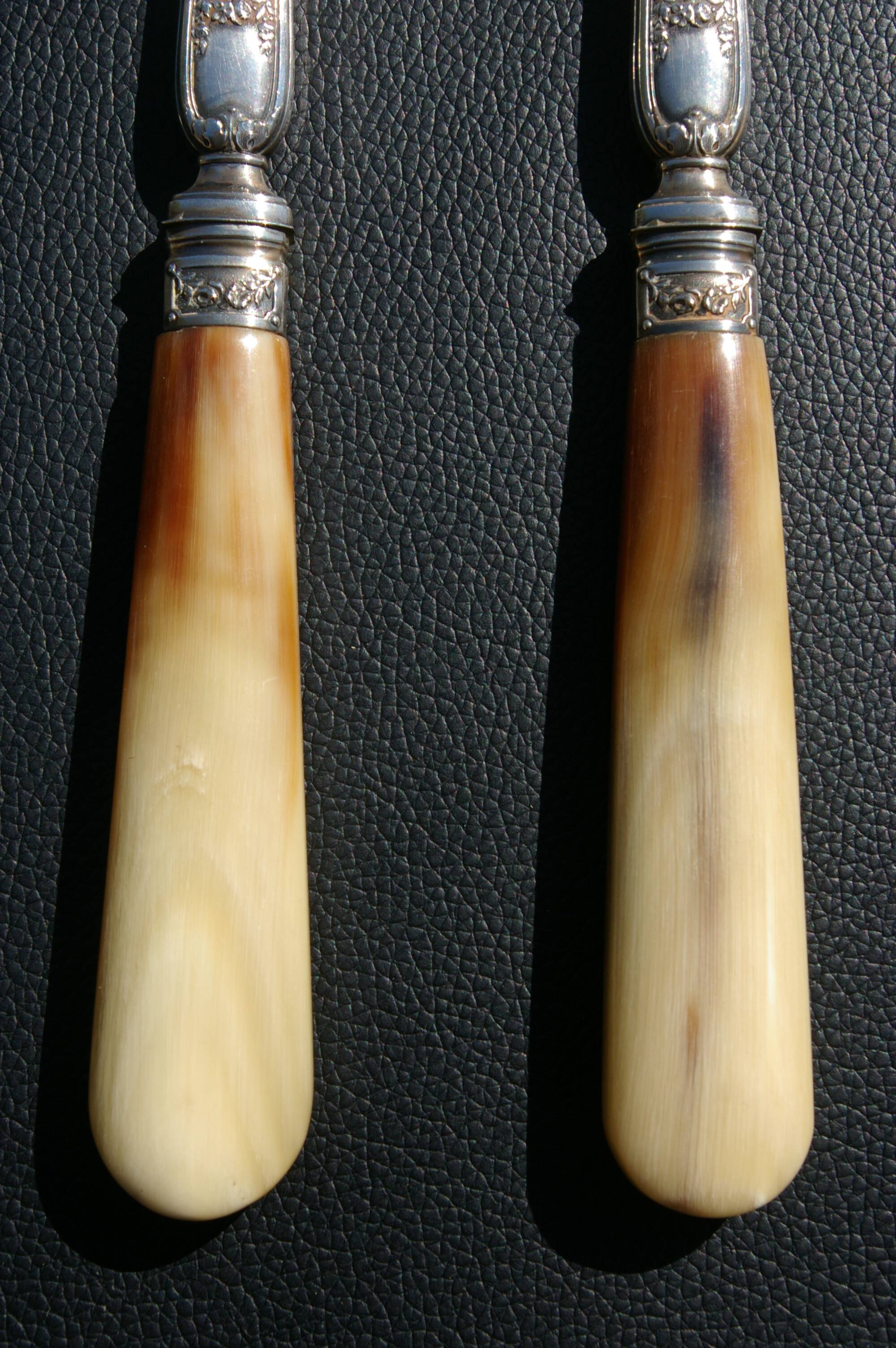 Carving Set + Salad Server Horn and Stainless Steel