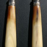 Carving Set + Salad Server Horn and Stainless Steel