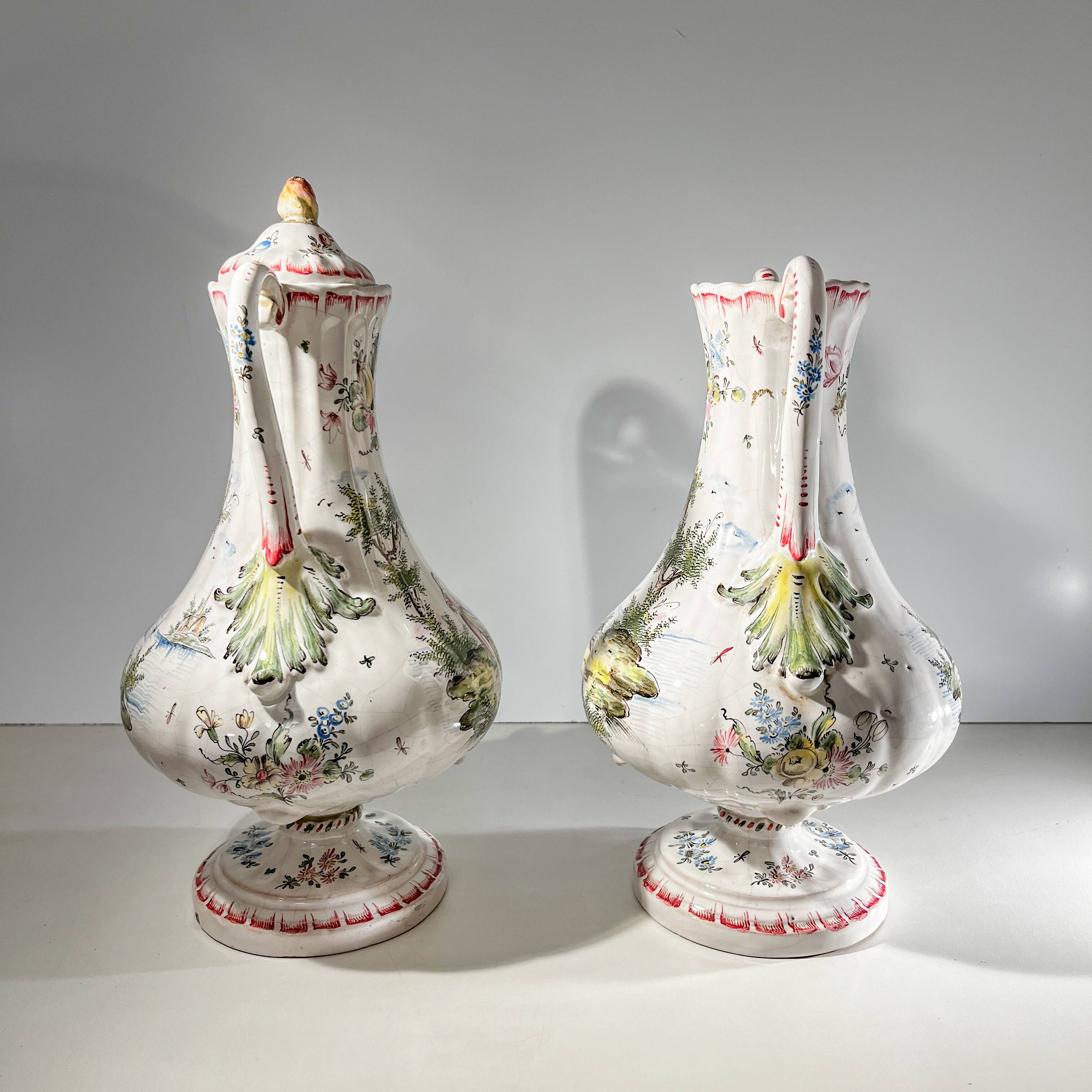 Pair of vases, Marseille earthenware factory, Joseph Gaspard Robert