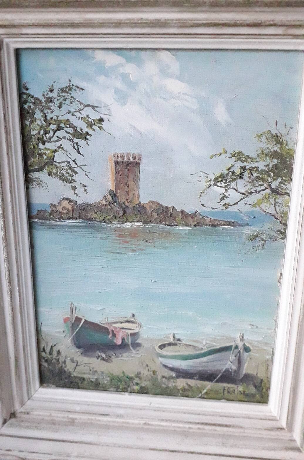 Tableau, huile sur toile marine