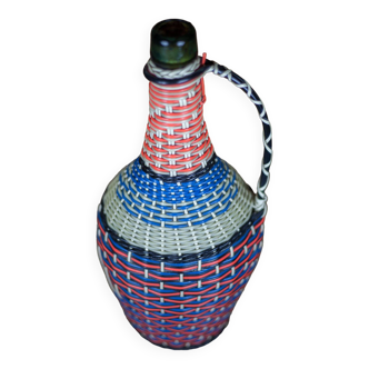 Bouteille fils tressés, fils plastiques, bouteille scoubidou, bouteille verre, décoration intérieur,