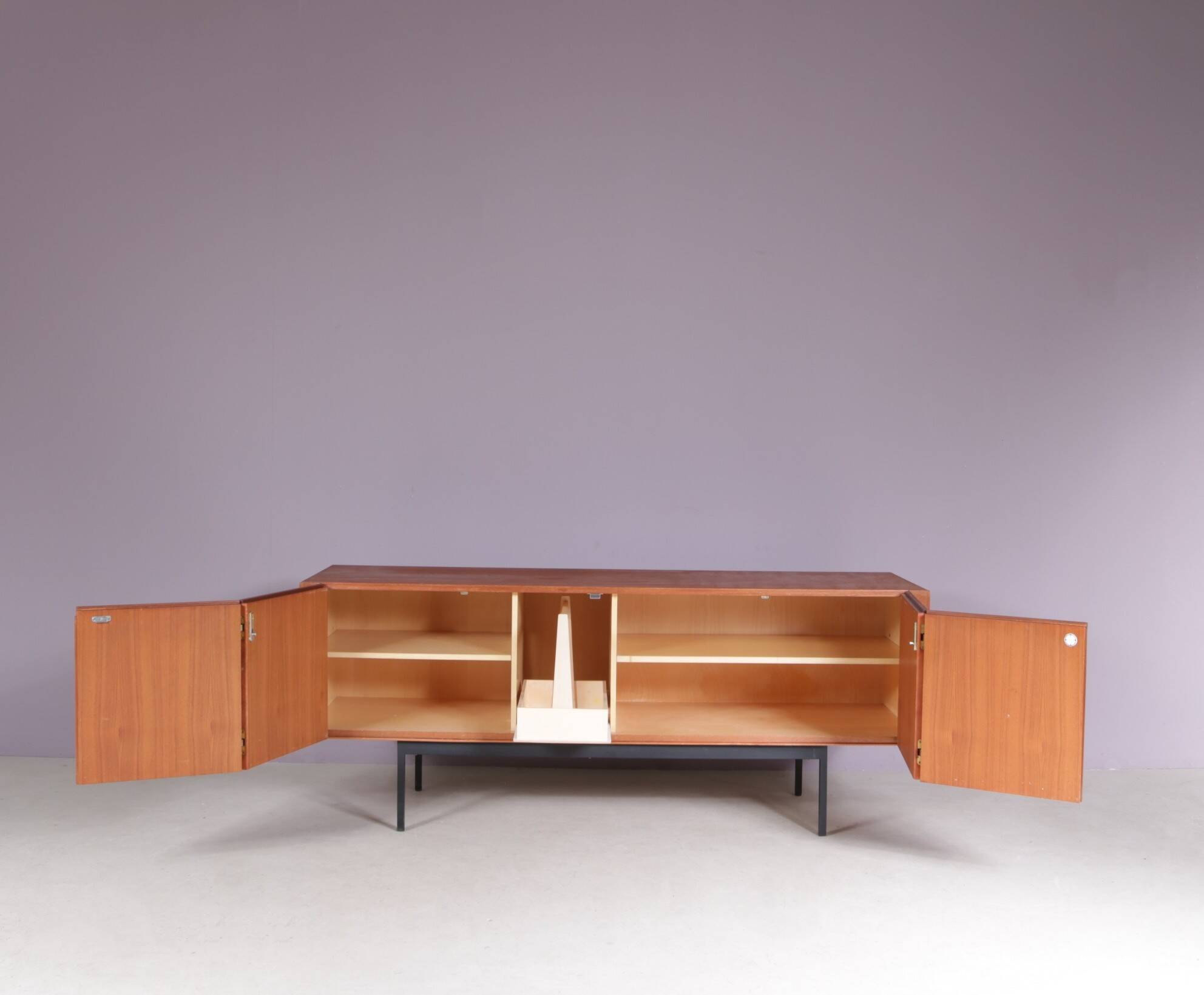 1950s Teak sideboard on black metal base model: B20 by Dieter Wäckerling f