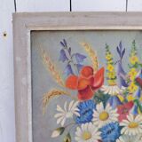 Oil on canvas still life Wild Flowers Géofournier