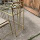 Vintage brass and glass dressing table with matching beige stool - set of 2 (1950s)