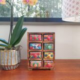Vintage box with wood and ceramic drawers