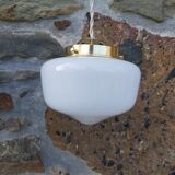 Set of 3 hanging lamps in opaline, Art Deco