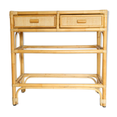 Rattan and wicker console, two drawers