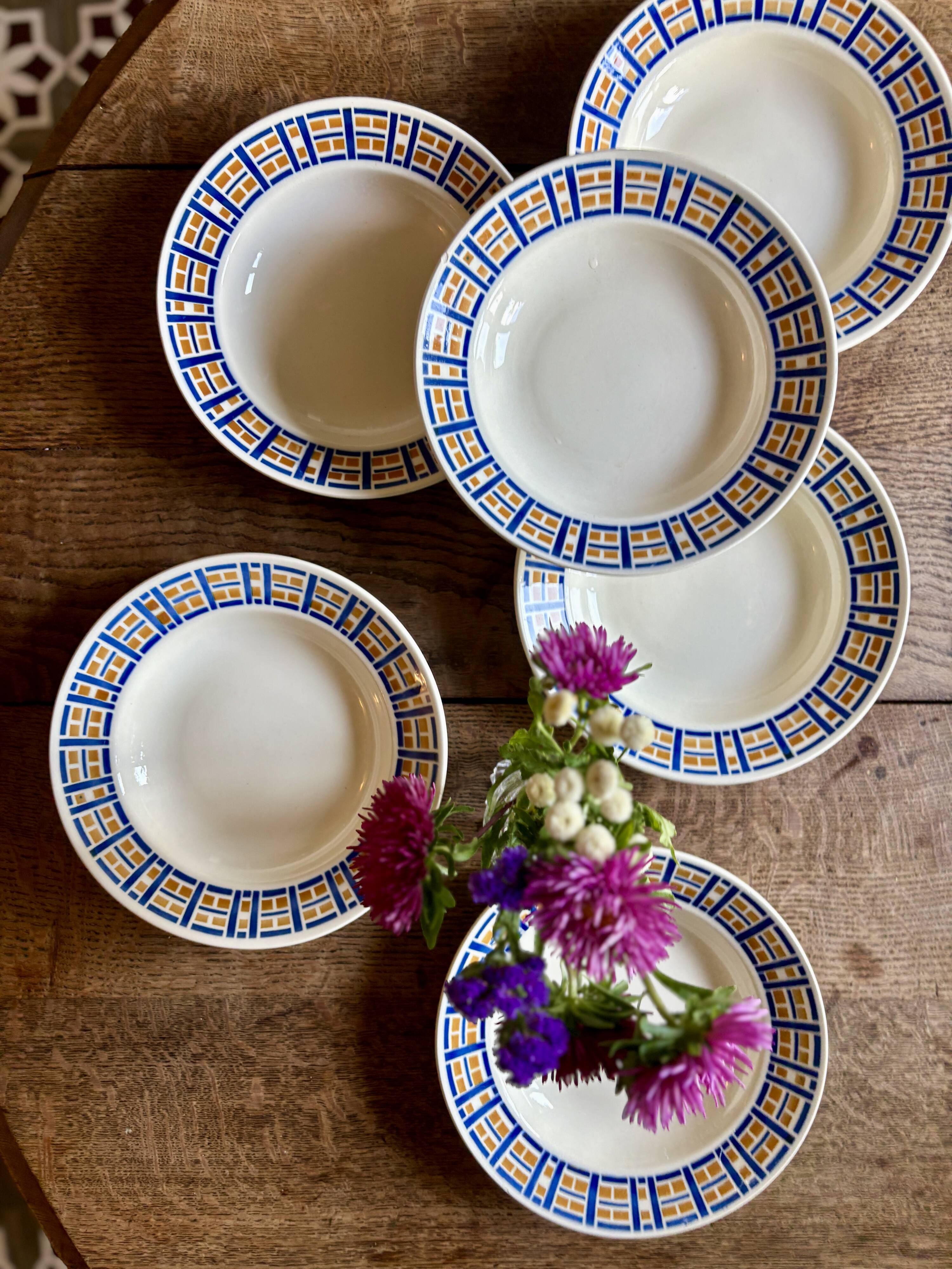 Set of 6 antique deep plates - Robinson de Badonvillier