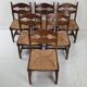 MidCentury Brutalist Oak "Razor Blade" Dining Chairs, Set of 6, France 60's