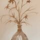 Signed still life monochrome sepia painting "dried flowers"