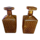 2 carafes à liqueur couleur ambré à pointes de diamant
