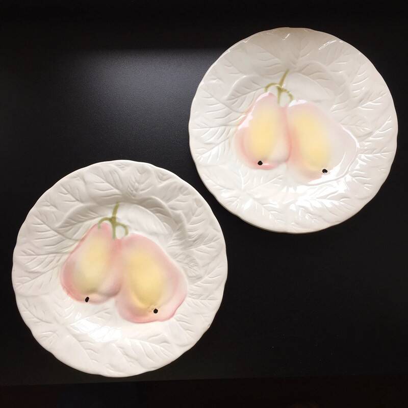 2 Assiettes Barbotine Salins Poire 19.5 cm