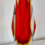 Murano glass vase, red and yellow submerged molate