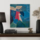 Abstract table blue green red 60x50 cm painting signed
