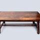 Brutalist table designed by Georges Robert in stained pine. France, 1960.