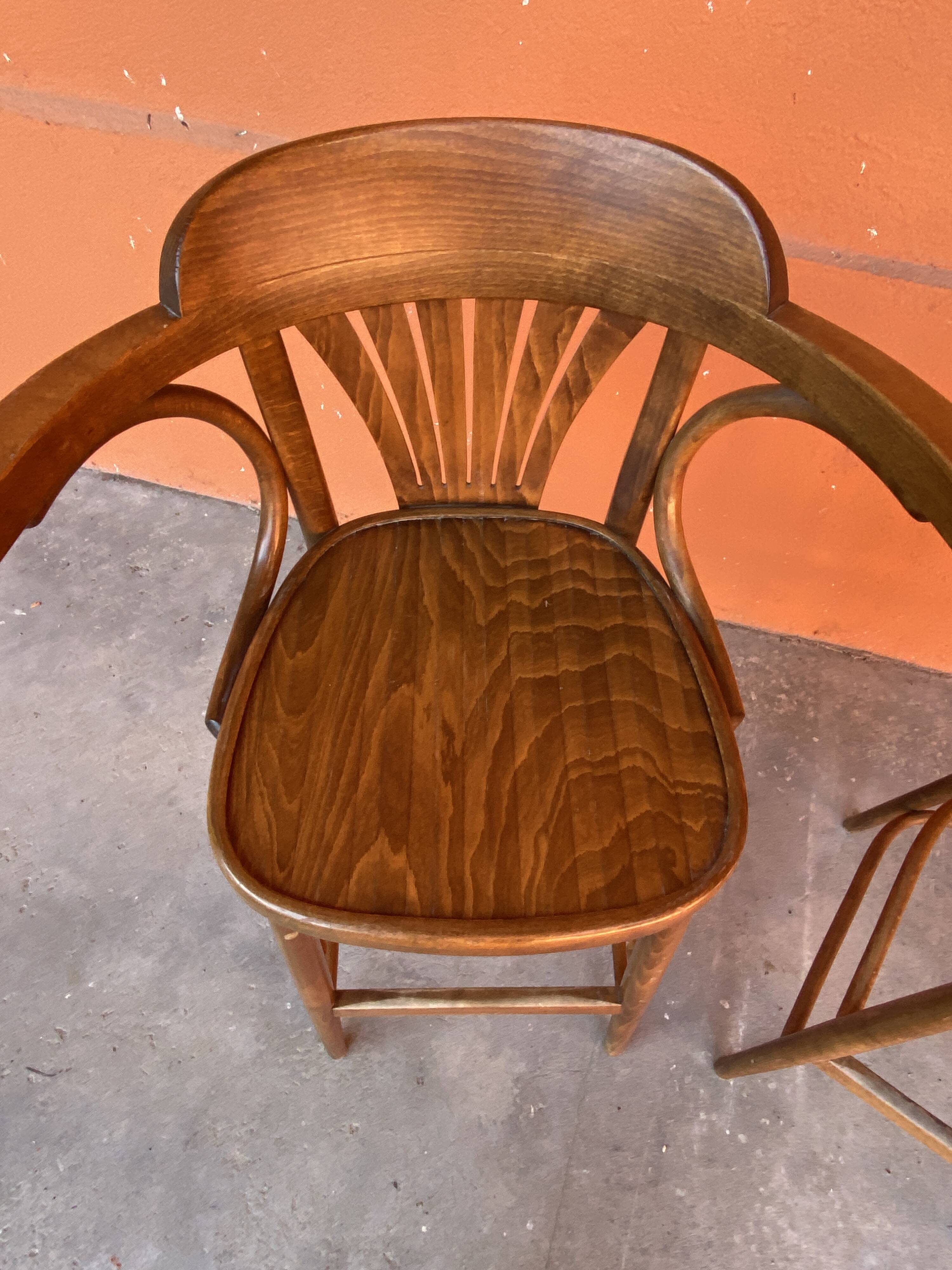 Set of 2 Bar Stools Restaurant Pub Tavern Curved Wood