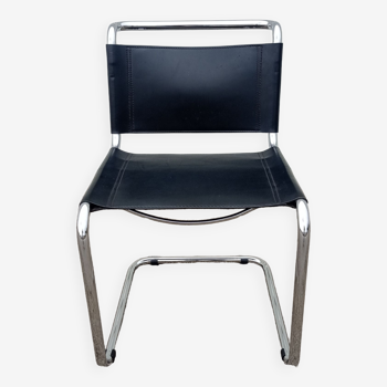 Black leather chair by designer bersanelli