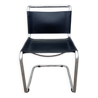 Black leather chair by designer bersanelli