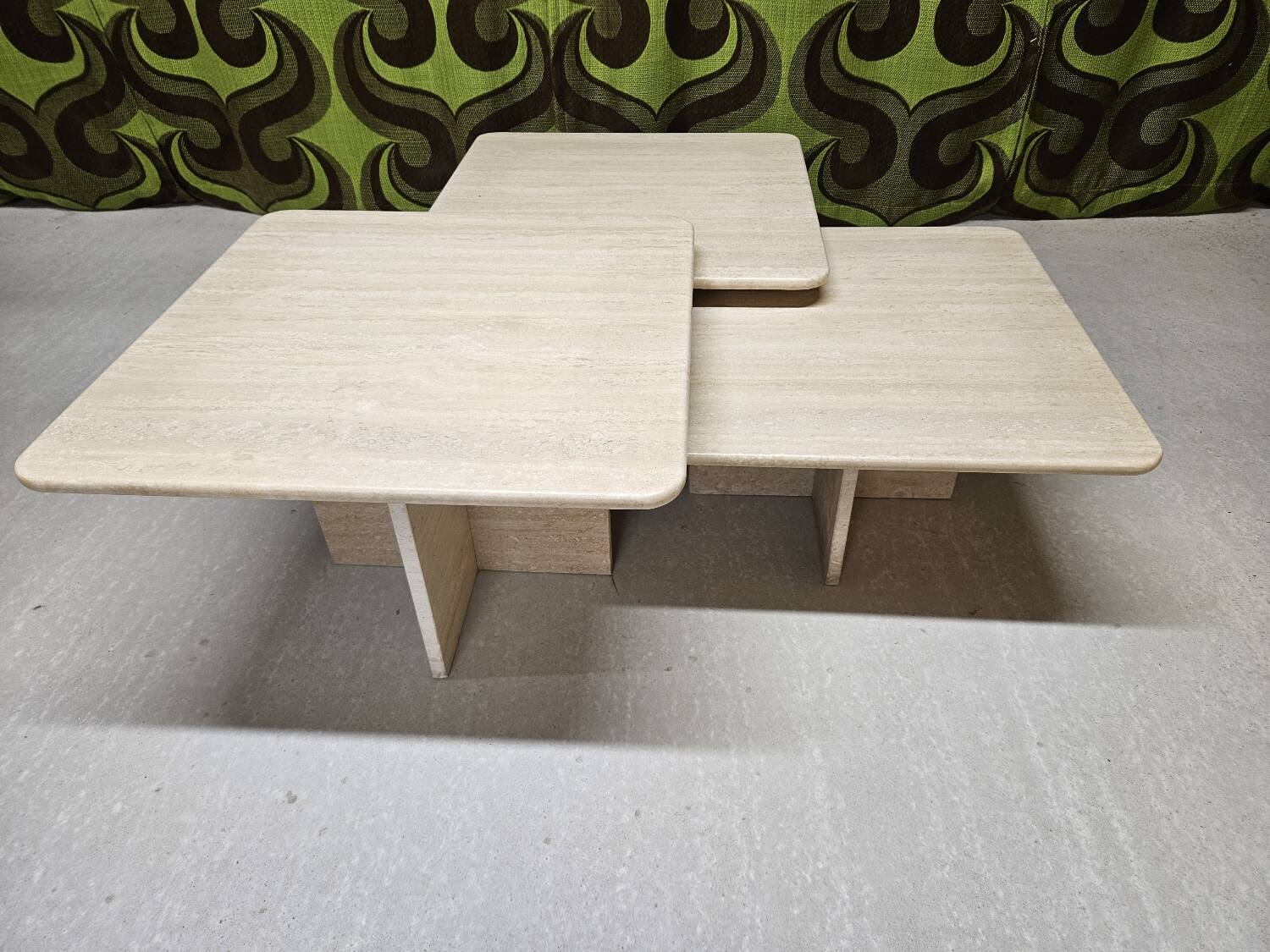 Set of 3 travertine nesting tables