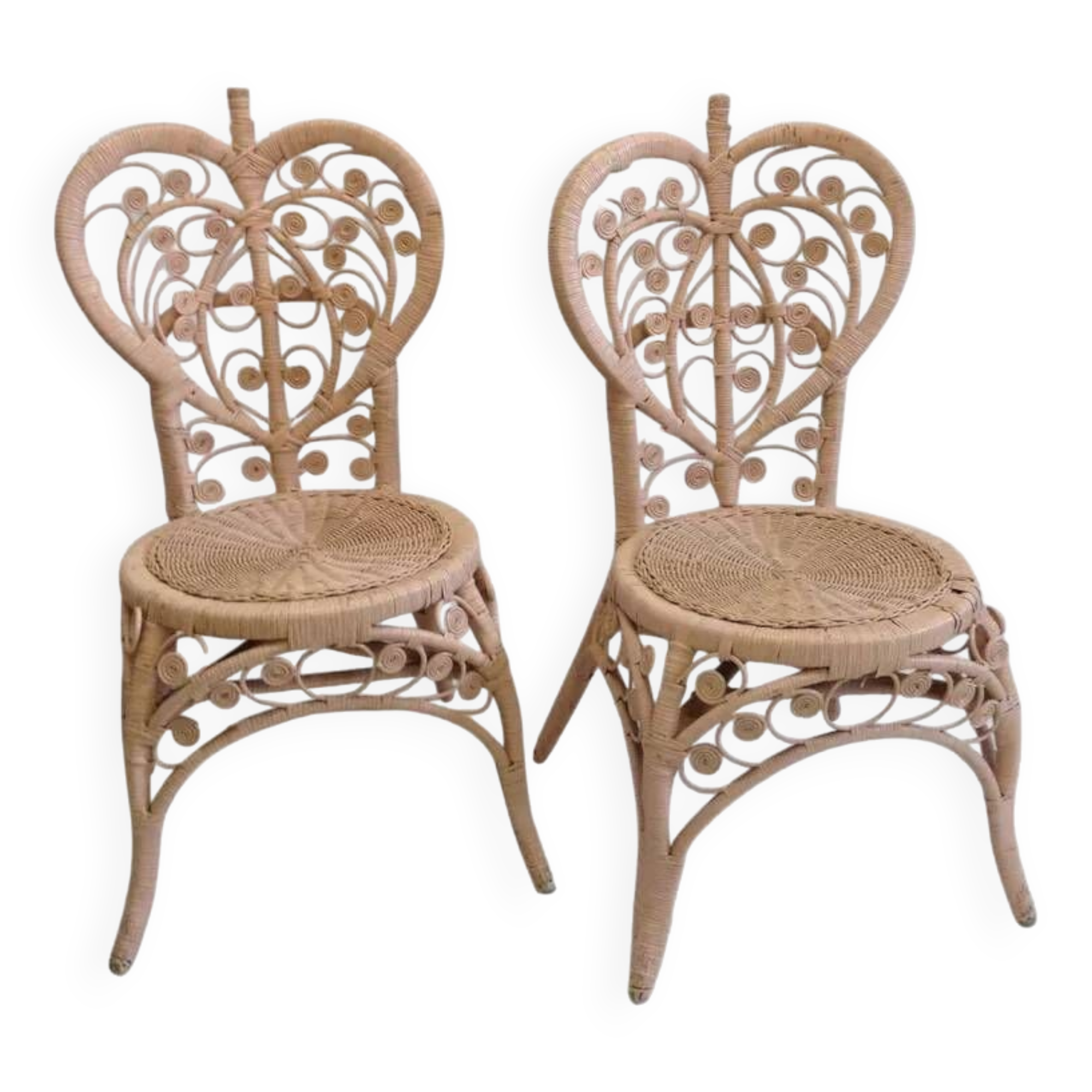 Pair of Peacock rattan chairs