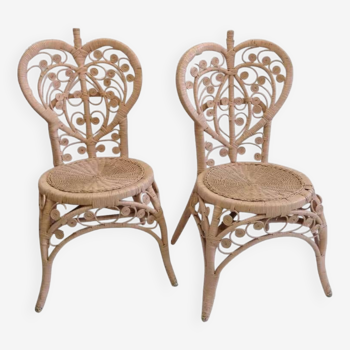 Pair of Peacock rattan chairs