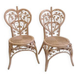 Pair of Peacock rattan chairs