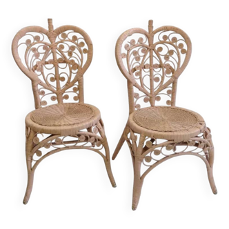 Pair of Peacock rattan chairs